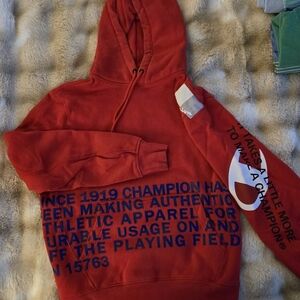 Champion Red Hoodie with Black Accents
